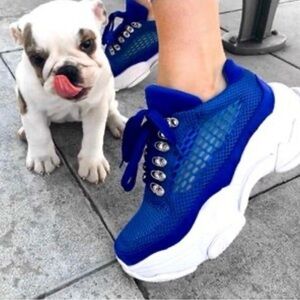Jeffrey Campbell Hotspot Blue Oversized Dad Sneakers Platform NWOT Size 7